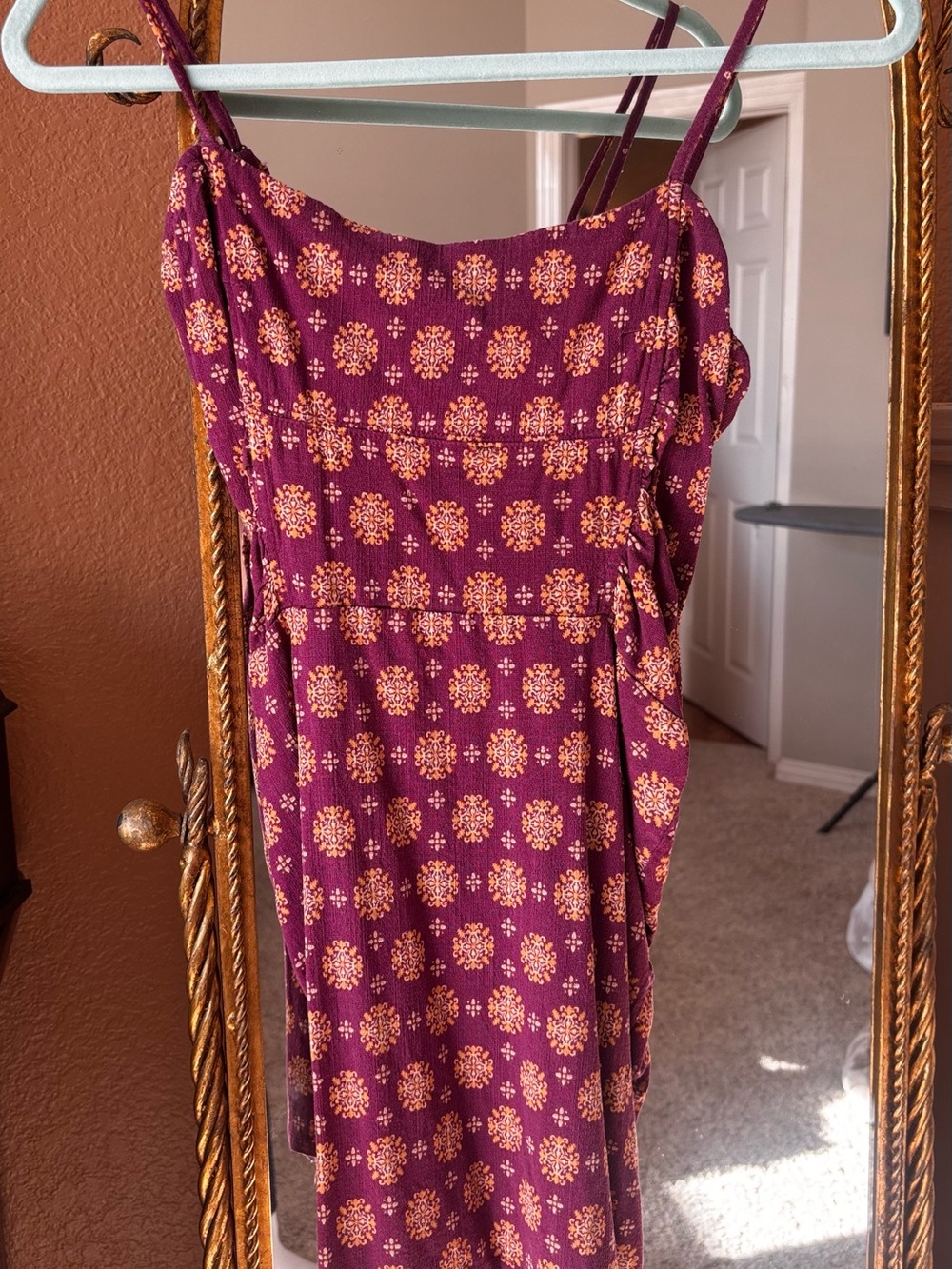 Free People Plum Midi Dress with Yellow Floral Medallions